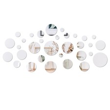 Wall Mirror, Circle Mirror Tiles Self Adhesive, 32 PCS Acrylic Mirror Stick o...