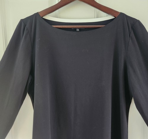 LAFAYETTE 148 New York Black With White Trim Long Sleeve Stretch Top Womens XL - Picture 2 of 7