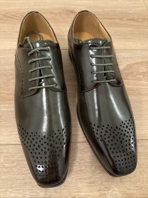 Antonio Cerrelli Elegant Olive Green Diamond Cutout Dress Shoes  NWOT Size 10