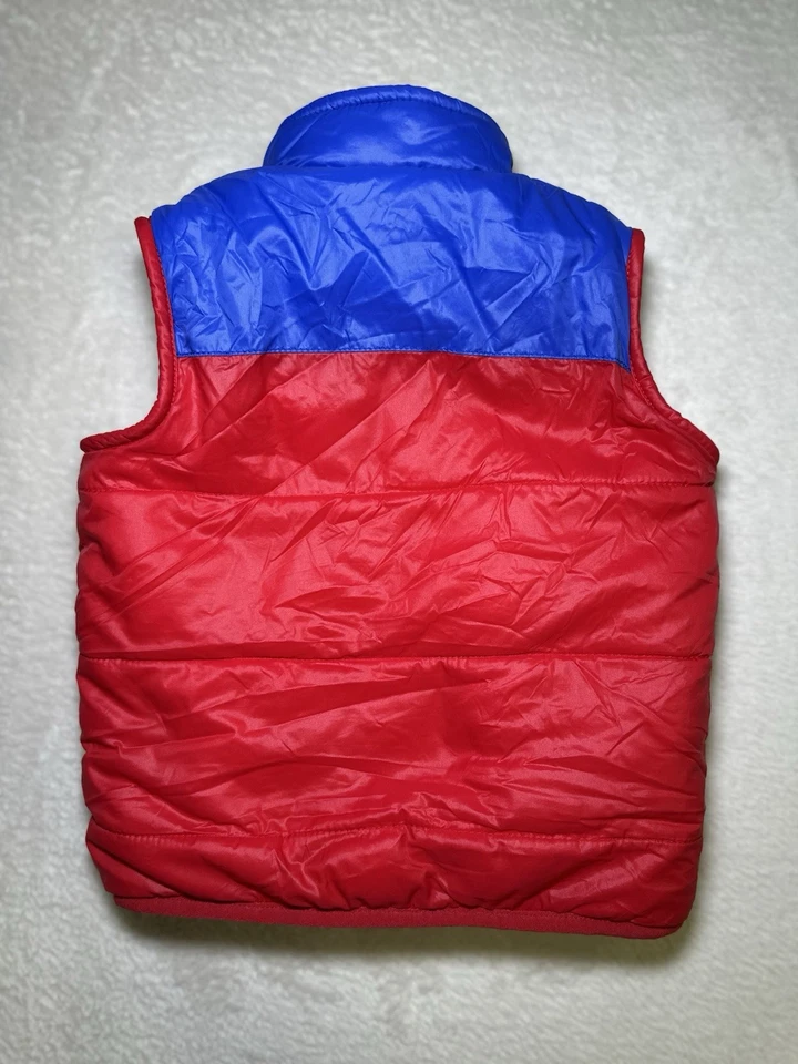 Egg By Susan Lazar Kids Boys Puffer Vest Sz 18M Faux Fur Red Blue - Image 2 of 4