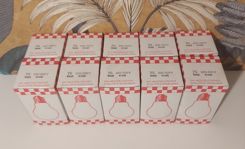 10x 75 Watt E27 Glühbirnen matt "Westdeutsches Qualitäts-Erzeugnis" weißglühend - Bild 2 von 4