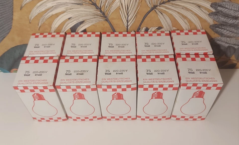 10x 75 Watt E27 Glühbirnen matt "Westdeutsches Qualitäts-Erzeugnis" weißglühend - Bild 2 von 4