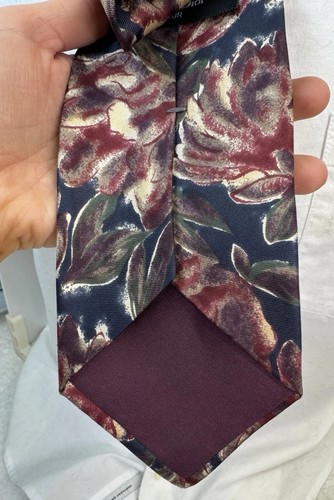 Cravatta Christian Dior Monsieur seta floreale bordeaux blu navy 60x3,75 made in USA - Foto 5 di 8