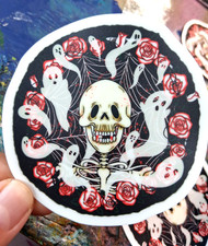 Glow In The Dark Vampire Skeleton Ghosts Roses Web Vinyl Sticker Weather Proof
