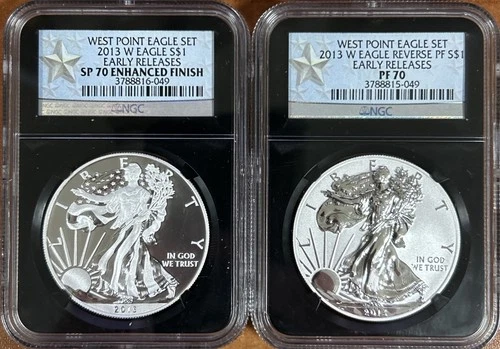 2013 W West Point American Eagle 2 Coin Set Early Releases NGC PF70 SP70