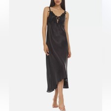 Flora by Flora Nikrooz Stella Satiny Venise Trim Lingerie Nightgown Size Medium