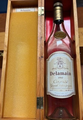 1960 Delamain Cognac Empty Bottle in a Wooden Box! Great Collector s Piece!