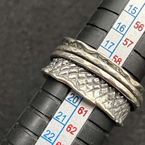 Vintage Sterling Silver Pearl Spinner Ring Size 9 Brutalist Wide Band - Picture 10 of 16