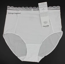 NWT Chantelle C16880 "Soft" High Waist Microfiber w/ Lace Full Brief Panty White