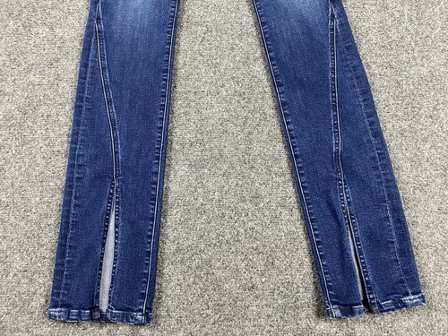 MOTHER Jeans Sz 24 The Rascal Sliced Up Heel Mint Condition Dark Blue Slit Hem - Picture 2 of 11