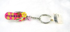 Hawaii Souvenir Pink Enamel Flip Flop Slipper Key Chain Ring Bottle Opener NWOB