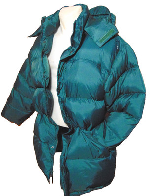 VINTAGE OUTDOOR EXCHANGE MENS DOWN GREEN PUFFER JACKET,COAT,SQUALL PARKA, HOOD~M