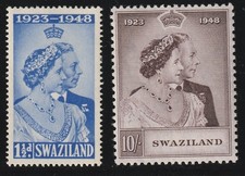 Swaziland 1948 Sc # 48-49 mariage en argent MNH OG