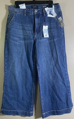 CURVE APPEAL Women Size 10/30 Curve Creator High Rise Boot Cut Stripe Blue Jeans