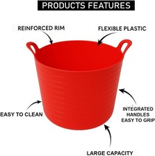 Heavy Duty Flexi Tub Builder Bucket With Handles Garden Trug Mixing Container