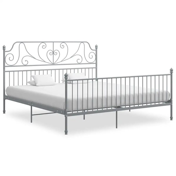 Bettgestell Grau Metall 180X200 Cm Stabiles Bettrahmen Doppelbett-image