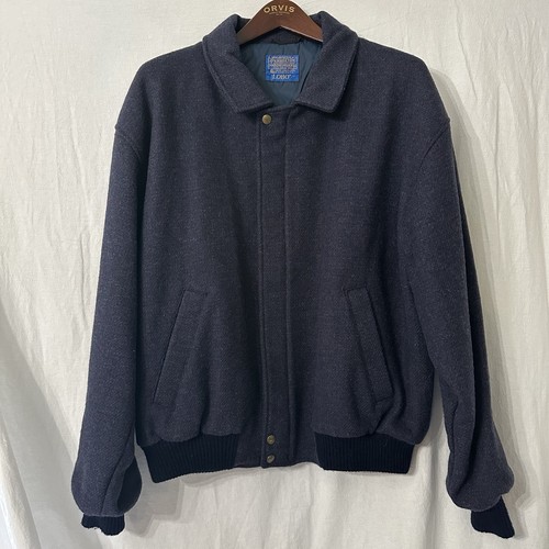 Vintage Pendleton Jacket /Coat Mens Large Blue Red Wool Tweed LOBO Bomber Flight