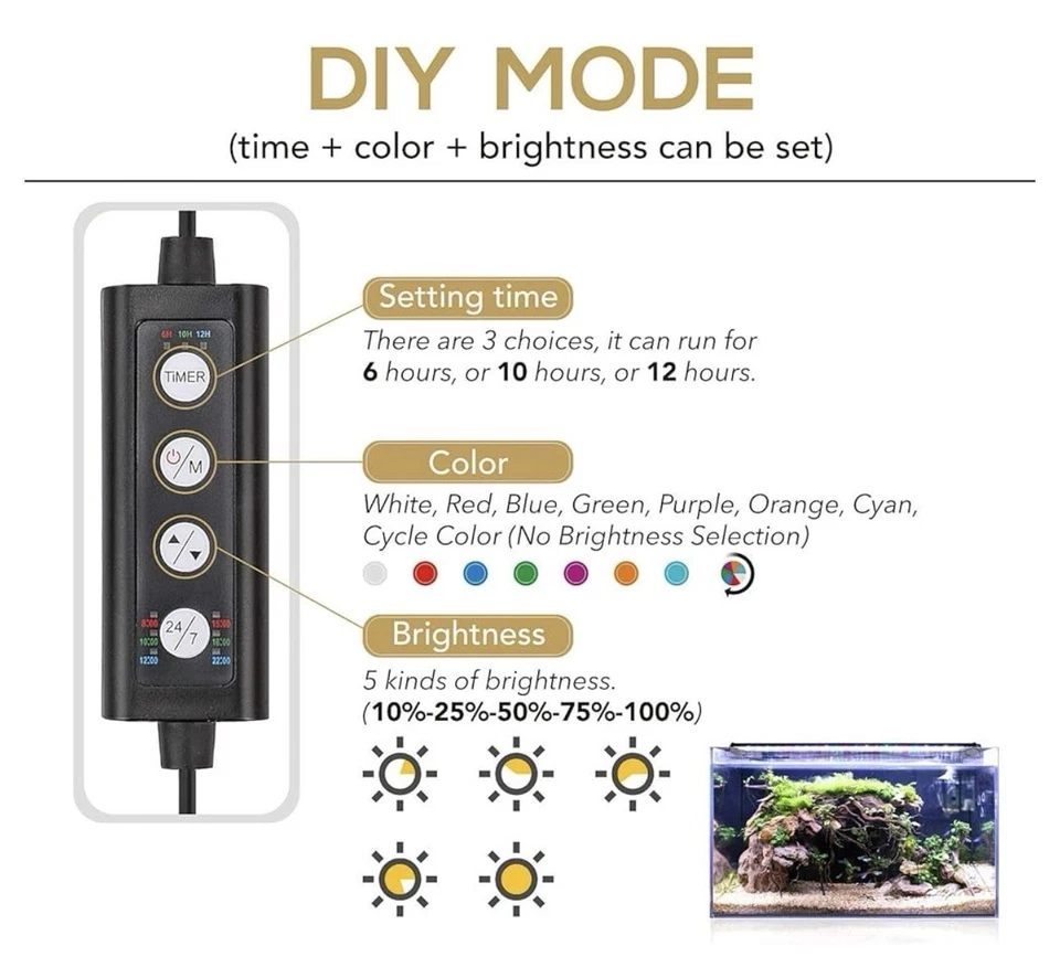 Lominie LED Aquarium Light with Remote Control Multi-Color - Image 2 of 4