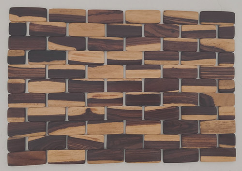 Vintage Mid-Century Modern Wooden Slat Trivet Multicolor Folding Hot Plate