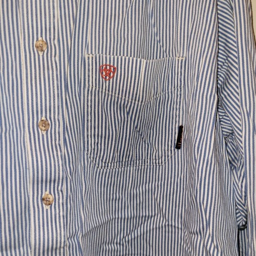 Ariat Mens Fire Resistant Cat 2 Stripped Long Sleeve Button Down Work Shirt 2XL - Picture 2 of 5