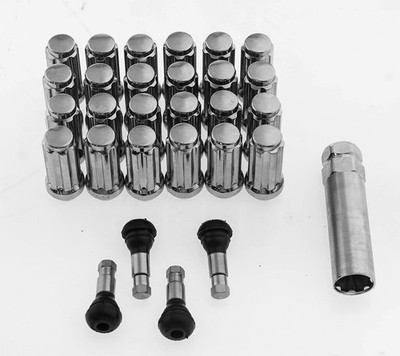 32Pcs 14X1.5 Kit | Closed End Spline | Chrome | 1 Key | 4 Valve Stem