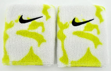 Nike Swoosh Tennis Wristbands 3.5" Adult White/Volt Green/Black