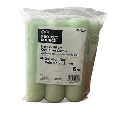 Project Source Knit Roller Covers 9in 3/8 Nap 6 Pack Paint Roller Refills Green