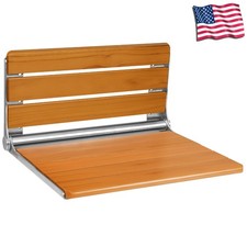 18 Inch Wood Shower Bench Wall Mounted Foldable Shower Chair for Home Care