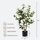 2 Pack Artificial Tree Plants Floral White Camellia 35" Flower Faux Blooming 3ft