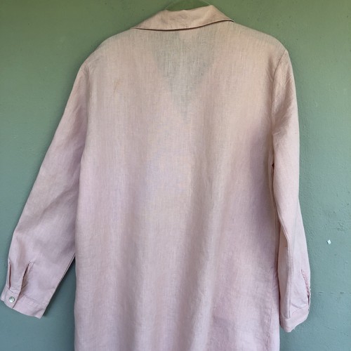 Sigrid Olsen Linen Shirt Dress Womens L Pink Button-Up Pockets Coastal Lagenlook - Picture 6 of 11