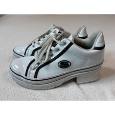 Vintage Skechers Jammers White Patent Leather Platform Sneakers Y2K Chunky 90s