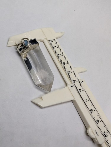 Clear Terminated Quartz Ethiopian Opal Artisan Made Sterling Silver Pendant .A5a - Picture 6 of 9