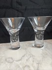 Set of 2 Clear Bubble Stem Martini Glass Krosno Verve Heavy Glass Poland 5-3/8”
