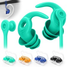 Swimming Ear Plugs for Adults 4 Pairs Waterproof Reusable Silicone Plugs