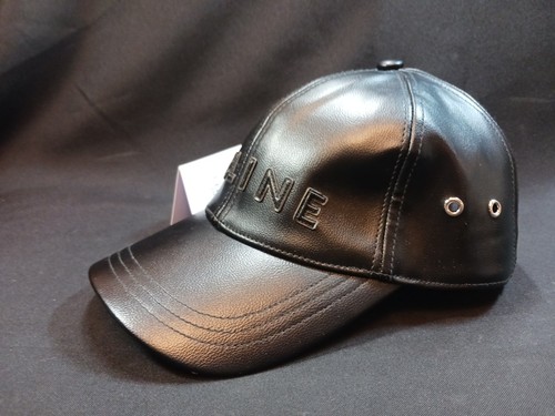 Gorra de béisbol Celine All Weather de cuero negra NUEVA - Imagen 5 de 13