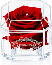 Everlasting Real Rose - Handmade in UK, Next Day Delivery, Deep Red Crystal