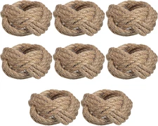 8 Pcs Burlap Napkin Rings Woven Rustic Farmhouse Nautical Napkin Ring for Dining