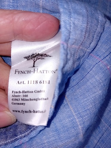 Mens Fynch Hatton Short Sleeve Shirt Size M 39 Soft Woven Linen - Picture 8 of 8