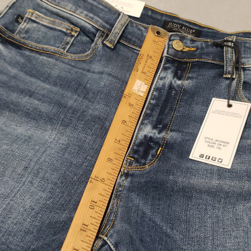 Judy Blue Mid Rise Released Hem Denim Jeansshorts Damengröße 1XL neu mit Etikett - Bild 6 von 13