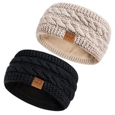 Winter Headbands for Women Wool 2 Pack, Ear Warmers for Women Headband Knit T...