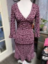 Wishes Wishes Wishes 90s Y2K Ruffle Hem Sleeves Purple Dress Small (x)