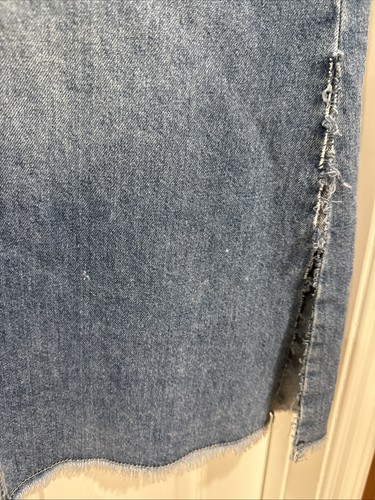 Lucky Brand SZ 16/33 Maxi Denim Skirt Side Slits Frayed Hem Blue Medium Wash - Picture 8 of 17
