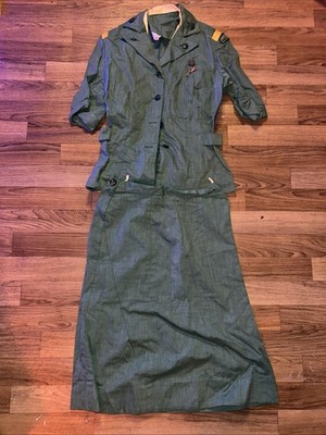 Vintage 1950s-1960s Girl Scouts Official Uniform Dress Womens Green USA