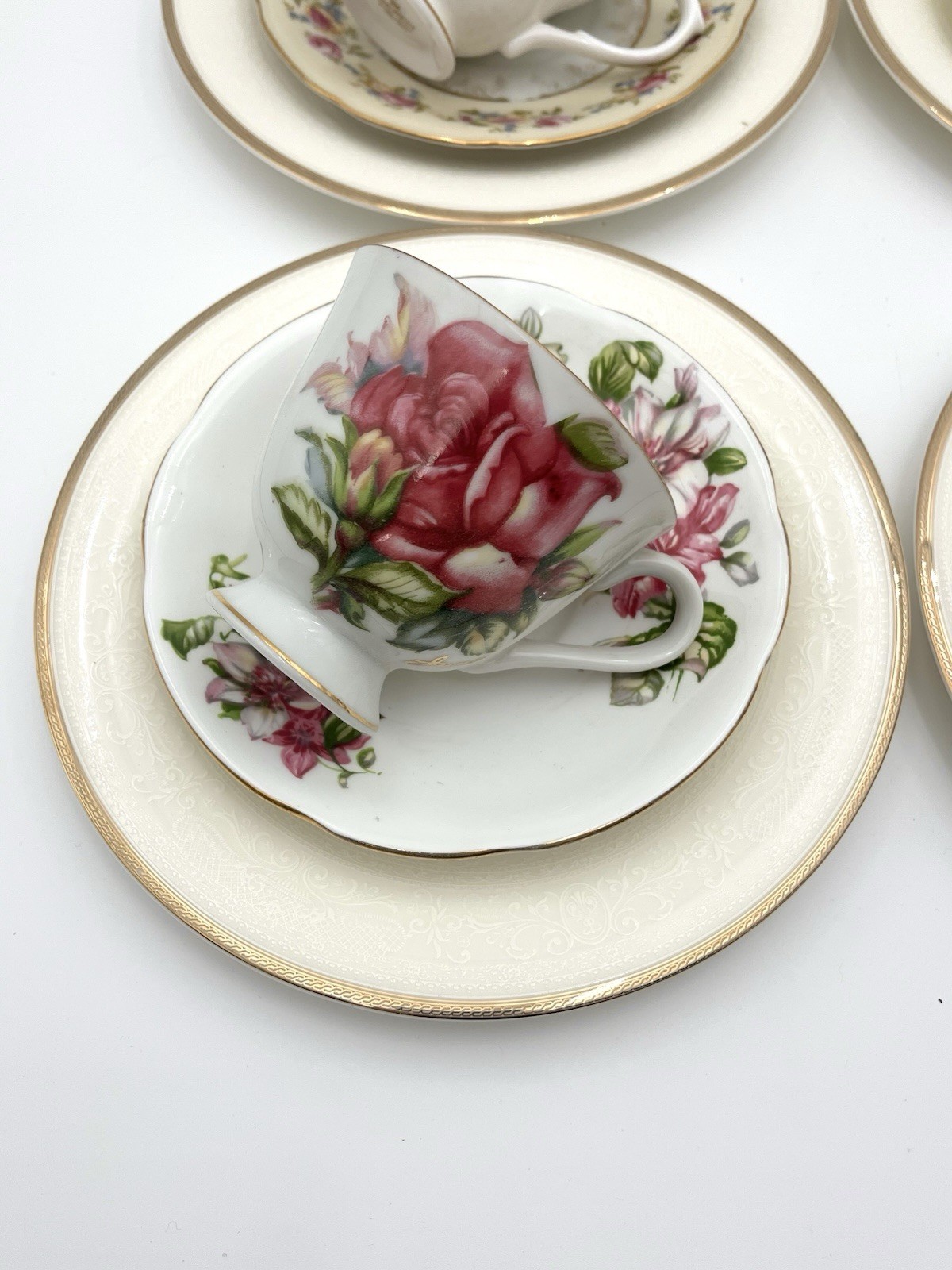 Mismatched Teacup Trios Set of 4 Famous Makers Duchess Rosina Aynsley Porcelain