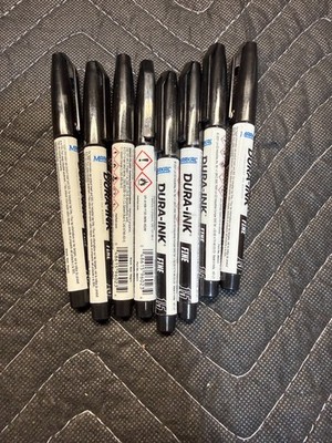 Markal Dura-Ink 96023 Black  Permanent Ink Marker, Fine Bullet Tip, 8 Pack