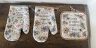 New Listing3-Pc Spring Floral Design Kitchen Oven Mitts New