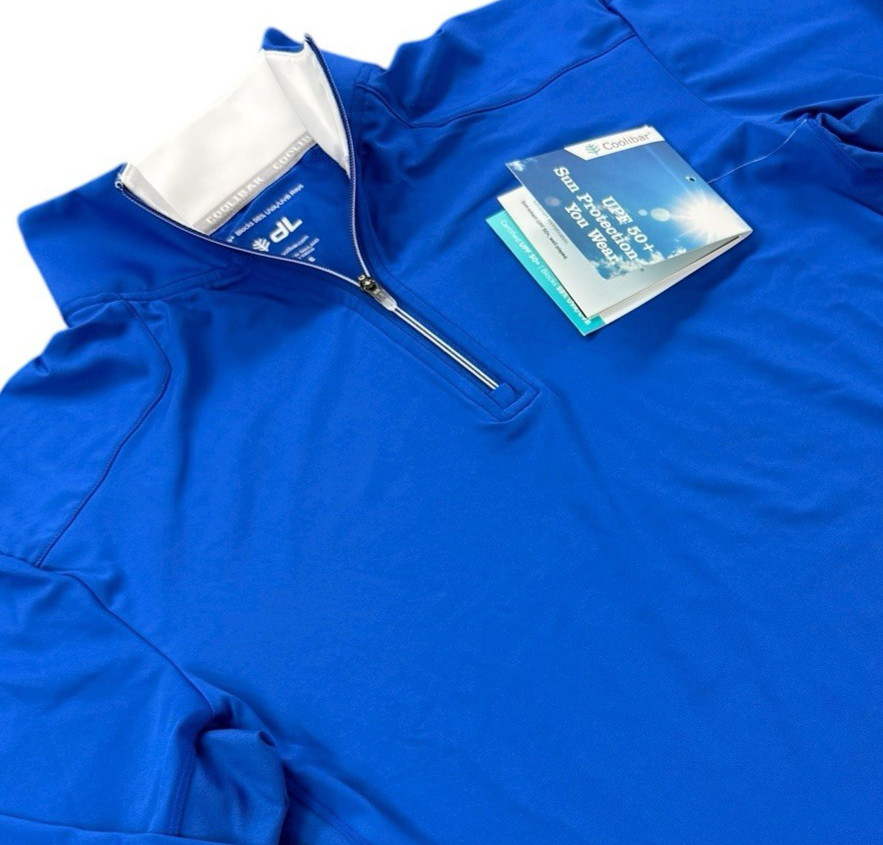Coolibar David Leadbetter Collection Polo Shirt Mens S Blue Golf UPF 50+