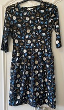 Seasalt Tamsin Black floral print jersey dress with pockets size 10 Cotton