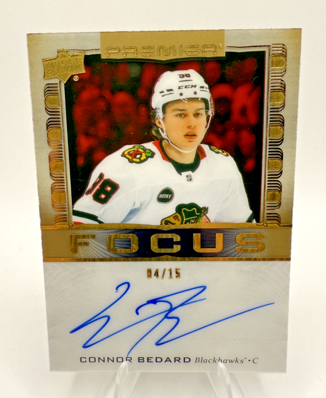 Connor Bedard Chicago Blackhawks 2024-25 UD Premier Focus Auto /15 