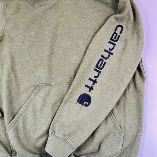 Carhartt Loose Fit Midweight Pullover Hoodie Logo Sleeve Olive Green Size Large - Picture 4 of 10